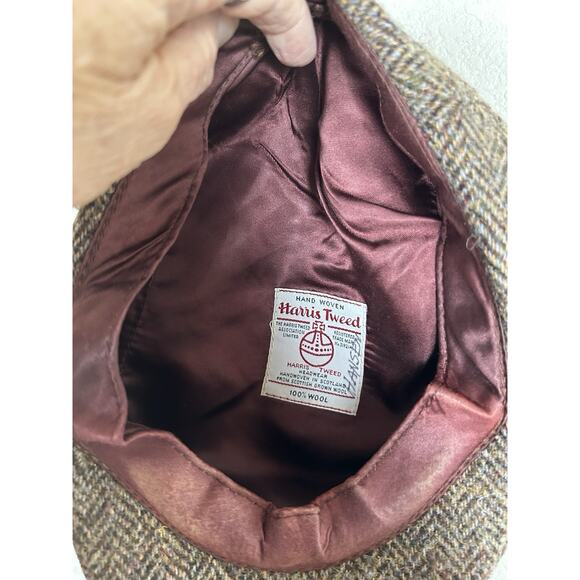 VINTAGE 100% WOOL HAND WOVEN HARRIS TWEED FLAT CAP - Picture 3 of 8